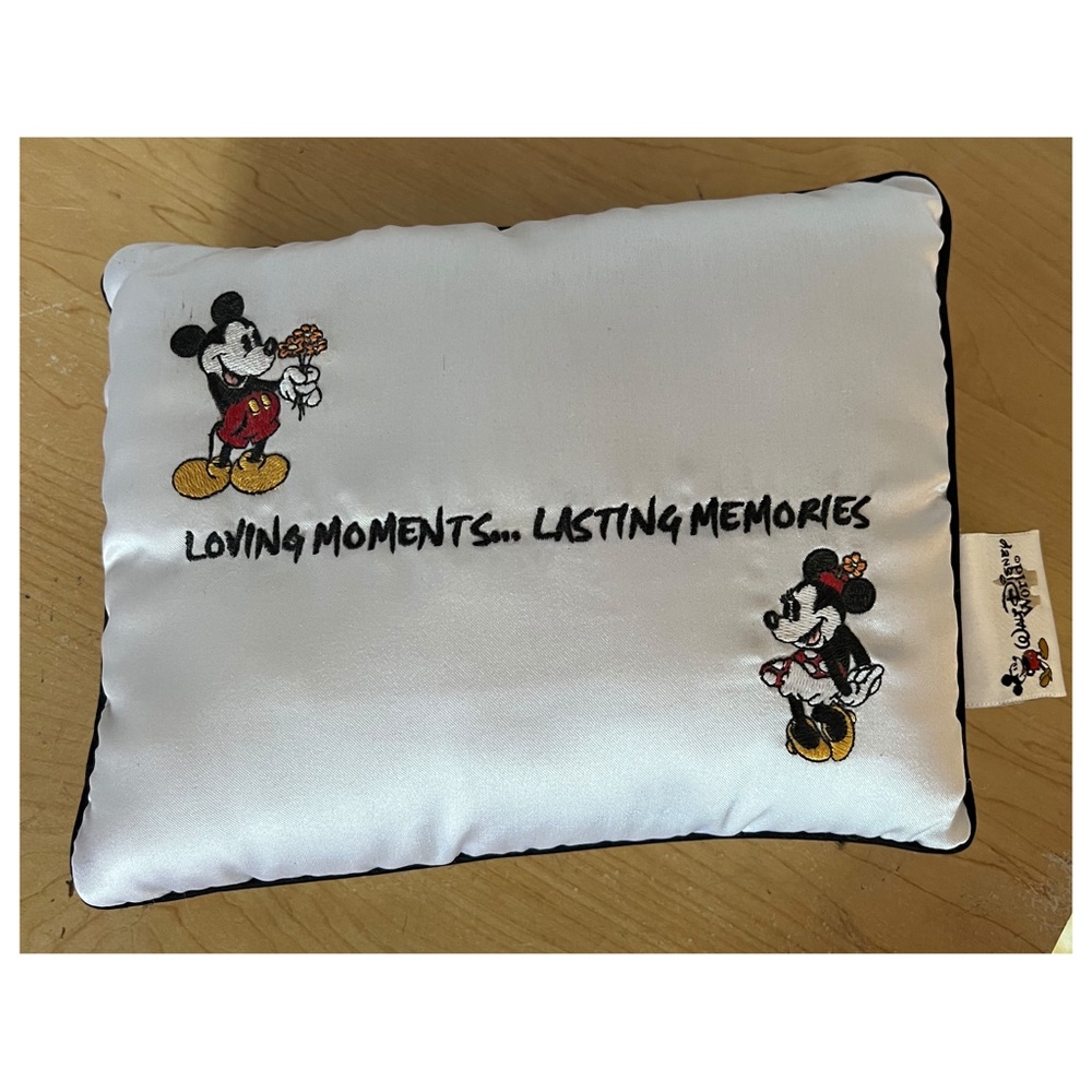 Vintage Disney Mickey & Minnie satin pillow. Excellent condition.